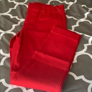 Red Mid rise Ankle Pixie Pants